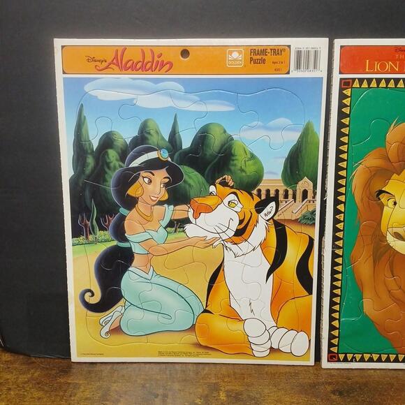 Lot of 2 Vintage Disney Frame Tray Puzzles, Aladdin & The Lion King, Ages 3-7 - Picture 2 of 6